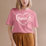 T-shirt personnalisé en forme de coeur avec nom pour femme Cadeau pour les amoureux du camping