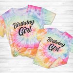 Personalisierte Tie-Dyed Geburtstag T-Shirt für Mädchen