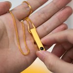 Collier Personnalisé avec Photo de Projection et Texte sur Pendentif Vertical Cadeau Anniversaire Marigae pour Femme Homme