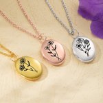 Personalized Birth Flowers Locket Necklace with Photo Gifts for Her