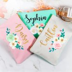 Personalized Rose Pattern Makeup Bag with Name for Wedding Birthday Gift