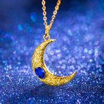 Personalized Dainty Gold Moon Necklace with Opal or Birthstone