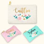 Personalized Rose Pattern Makeup Bag with Name for Wedding Birthday Gift