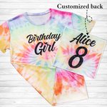 Personalisierte Tie-Dyed Geburtstag T-Shirt für Mädchen