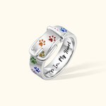 Personalized Name Text Memorial Ring with Paw Rainbow Puppy Collar Ring Loss of Pet Keepsake Pet Lover Gift