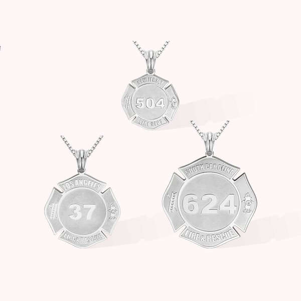 Firefighter Badge Necklace with Number & Dept.