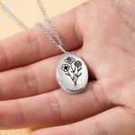 Personalized Birth Flowers Locket Necklace with Photo Gifts for Her