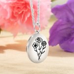 Personalized Birth Flowers Locket Necklace with Photo Gifts for Her
