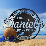 Personalisierte Edelstahl Name und Ort Metall Wandkunst Dekor