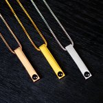 Collier Personnalisé avec Photo de Projection et Texte sur Pendentif Vertical Cadeau Anniversaire Marigae pour Femme Homme