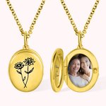 Personalisierte Foto Medaillon Halskette mit Geburtsblume Geschenke für Mutter Damen Mädchen