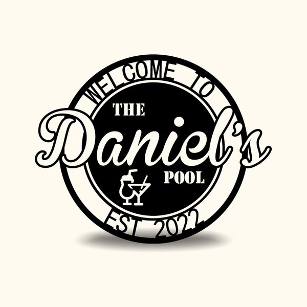 Personalisierte Edelstahl Name und Ort Metall Wandkunst Dekor