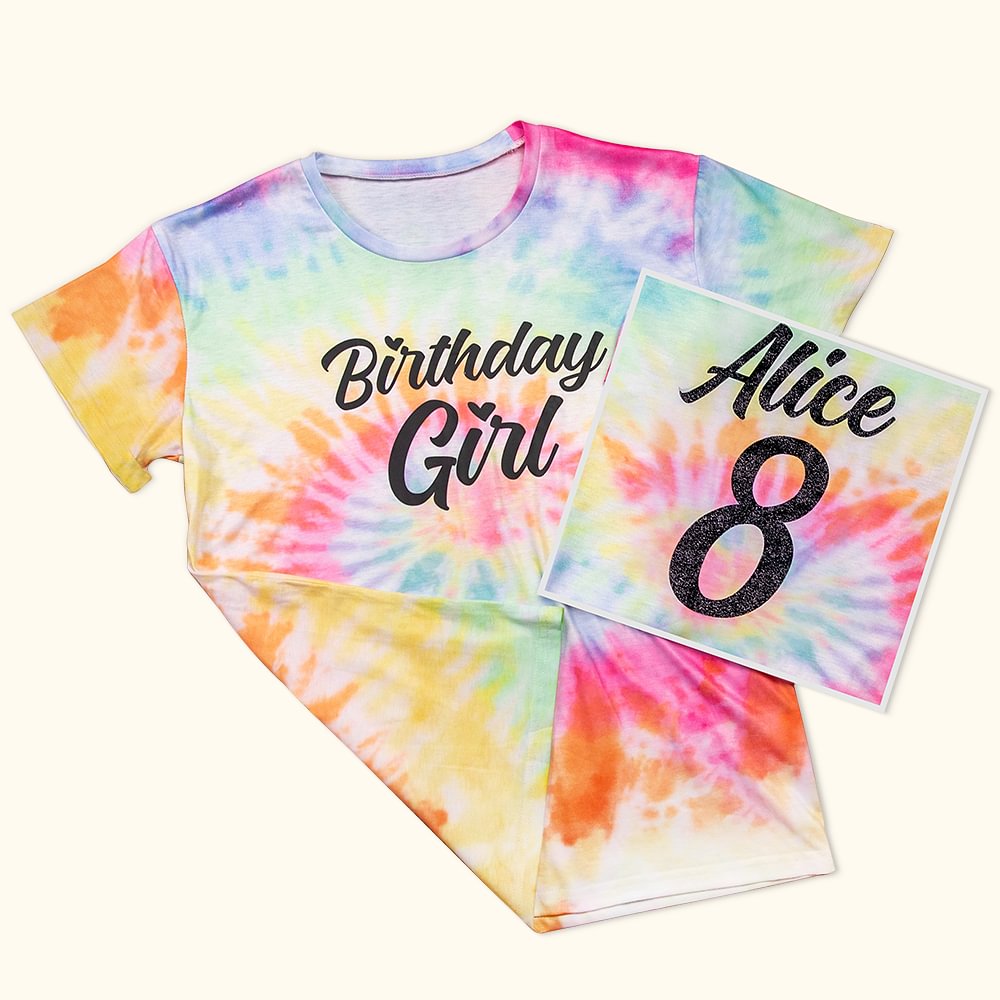 T-shirt d'anniversaire pour fille, personnalisé et teint dans la masse
