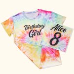Personalisierte Tie-Dyed Geburtstag T-Shirt für Mädchen