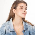 Personalized Dainty Gold Moon Necklace with Opal or Birthstone