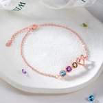 Gepersonaliseerde Geboortesteen Armband met Oneindig Hart