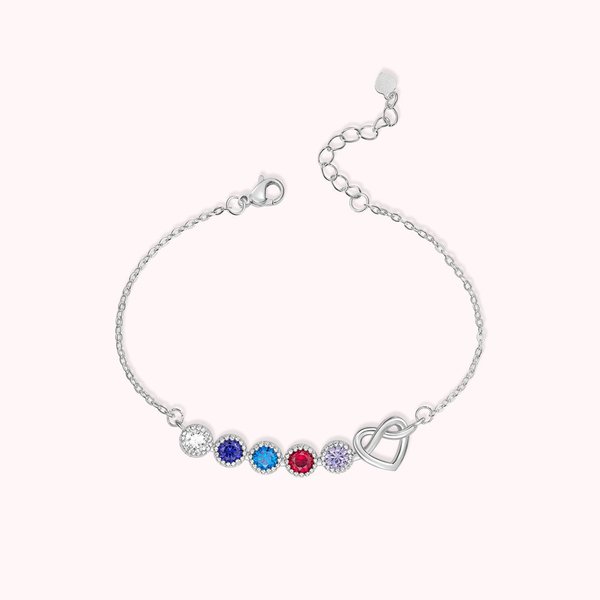 Personalised Birthstone Bracelet with Infinity Heart