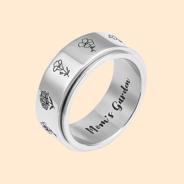 Personalisierte Geburt Blumen Ring mit Gravur Geschenke für Sie