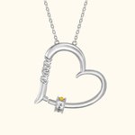 Personalised Birthstone Necklace with Heart Pendant & Name Charms for Mom