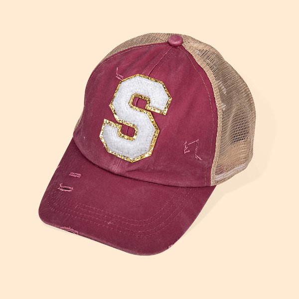 Personalisierte Monogramm Distressed Brief Patch Hut