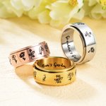 Personalized Birth Flowers Ring with Engraving Gifts for Her