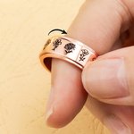 Personalized Birth Flowers Ring with Engraving Gifts for Her