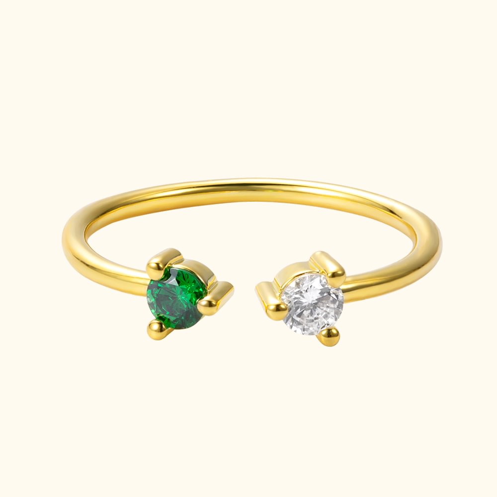 Bague Ajustable Personnalisée avec 2-5 Pierres de Naissance Cadeau Anniversaire Fête pour Femme