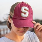 Personalisierte Monogramm Distressed Brief Patch Hut