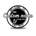 Personalisierte Edelstahl Name und Ort Metall Wandkunst Dekor