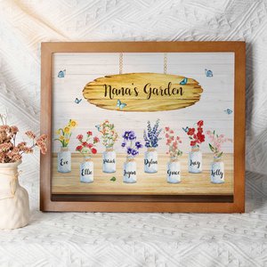 Personalized Wood Grandma's Garden Art with Photo Frame
