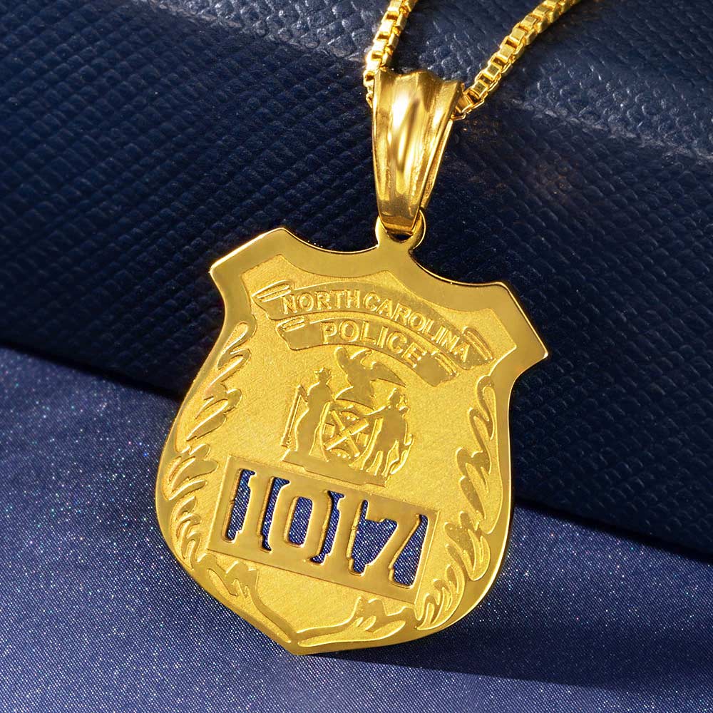 Personalisierte Polizei Abzeichen Edelstahl Halskette Geschenk für Polizisten CALLIE