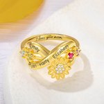 Personalized Sunflower Promise Ring with Name and Birthstone Gifts for Women