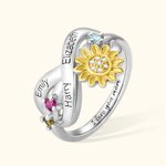 Personalized Sunflower Promise Ring with Name and Birthstone Gifts for Women