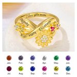 Personalized Sunflower Promise Ring with Name and Birthstone Gifts for Women