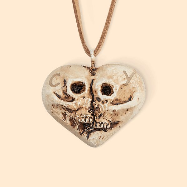 Personalizado Together Forever Heart Skulls Collar Fridge Magnet Box Frame with Initial Gothic Style Halloween Valentine's Day Gift for Couple