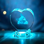 Personalized 3D Photo Crystal Heart-shaped with LED Light Base