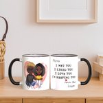 Personalized Couple Cartoon Image  I Love You Mug with Black Handle Valentine's Day Gift for Couple