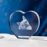 Personalized 3D Photo Crystal Heart-shaped with LED Light Base