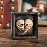 Personalizado Together Forever Heart Skulls Collar Fridge Magnet Box Frame with Initial Gothic Style Halloween Valentine's Day Gift for Couple