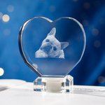 Personalized 3D Photo Crystal Heart-shaped with LED Light Base