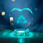 Personalized 3D Photo Crystal Heart-shaped with LED Light Base
