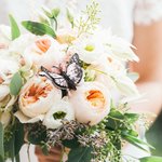Personalisierte Seide Foto Schmetterling Hochzeit Bouquet mit Shadowbox Memorial Hochzeit Keepsake Geschenk