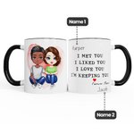 Personalized Couple Cartoon Image  I Love You Mug with Black Handle Valentine's Day Gift for Couple