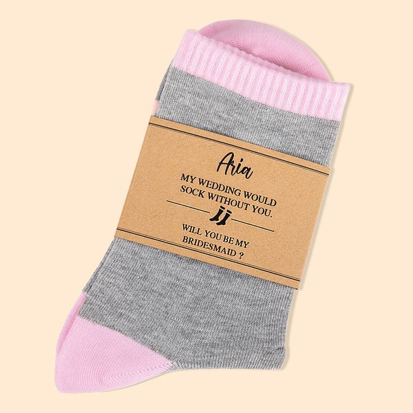 Calcetines de algodón personalizados para damas de honor con etiquetas Regalos de boda