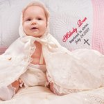 Gepersonaliseerde Baby Lichtgewicht Geborduurde Katoenen Doop Deken