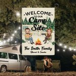 Personalisierte Willkommen auf unserem Campingplatz Camping Paar Gartenfahne im Freien Yard Decor Geschenk für Camping-Liebhaber