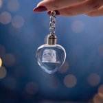 Portachiavi personalizzato in cristallo a forma di cuore 3D con foto