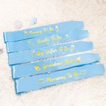 Personalized Set of 5 Pcs Gender Reveal Ribbon Sashes for Baby Shower Favors
