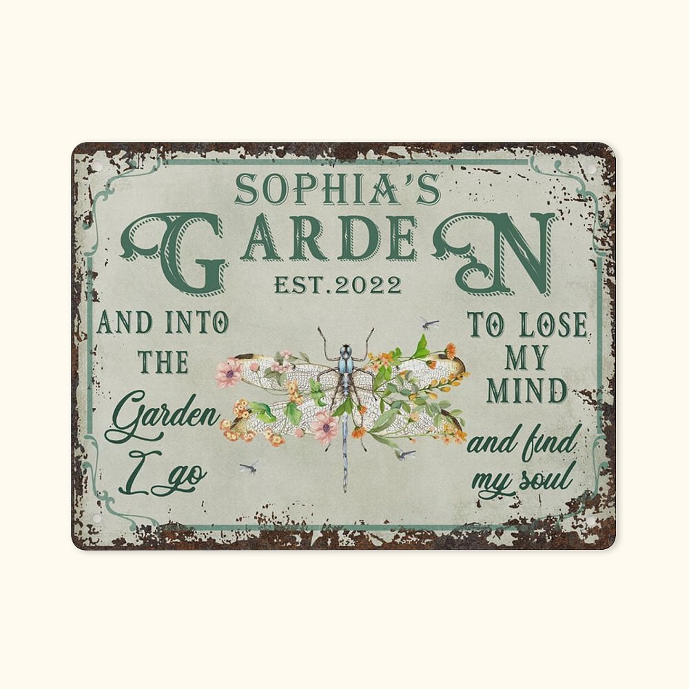 Panneau de jardin rétro personnalisé en fer avec fleurs, insectes et animaux