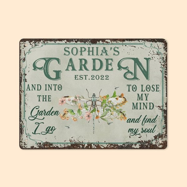 Personalized Retro Floral and Insect and Animal Iron Garden Sign
